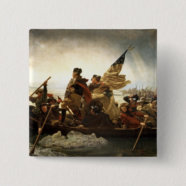 Bóton Quadrado 5.08cm Washington que cruza o Delaware - 1851 (Frente)
