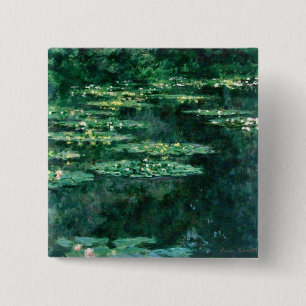 Bóton Quadrado 5.08cm WATER LILILIES IN GREEN POND por Claude Monet