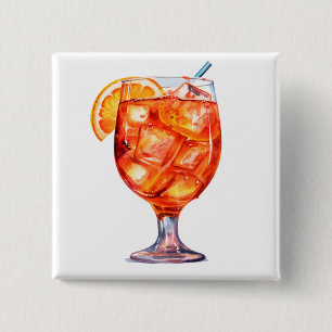 Bóton Quadrado 5.08cm Watercolor Sangria Cocktail Beber