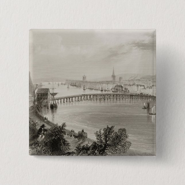 Bóton Quadrado 5.08cm Waterford, Ireland, 'do cenário e (Frente)