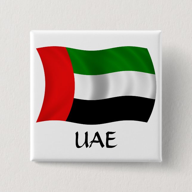 Bóton Quadrado 5.08cm Waving UAE Flag (Frente)