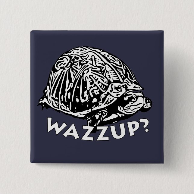 Bóton Quadrado 5.08cm Wazzup - Botão Quadrado de 2 Polegadas (Frente)
