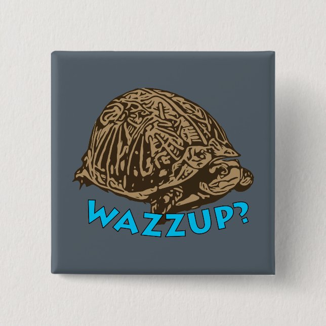 Bóton Quadrado 5.08cm Wazzup - Botão Quadrado de 2 Polegadas (Frente)
