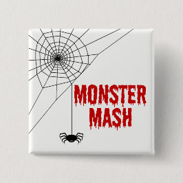 Bóton Quadrado 5.08cm Web de aranha do Dia das Bruxas da erva-benta do
