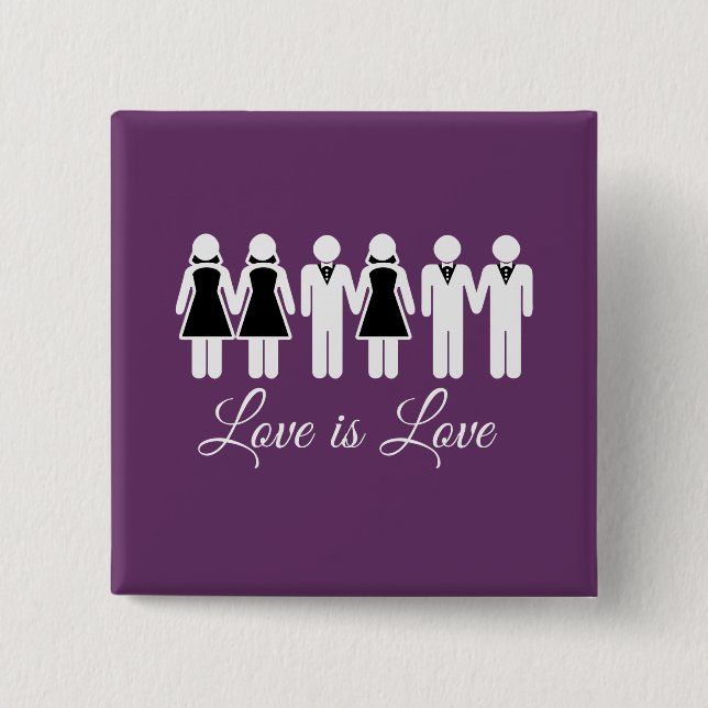 BÓTON QUADRADO 5.08CM WEDDING LOVE IS LOVE (Frente)