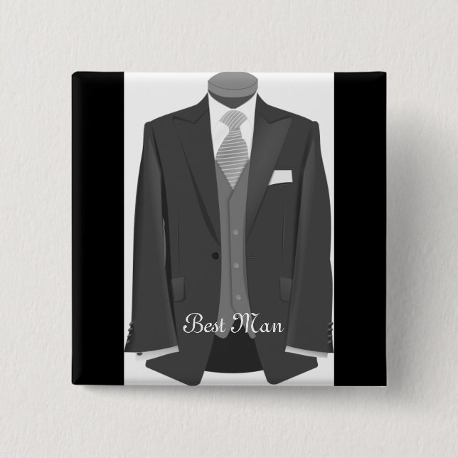 Bóton Quadrado 5.08cm Wedding Tuxedo Best Man Pin Button Badge Gift (Frente)