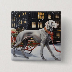 Bóton Quadrado 5.08cm Weimaraner Christmas Fesason Season