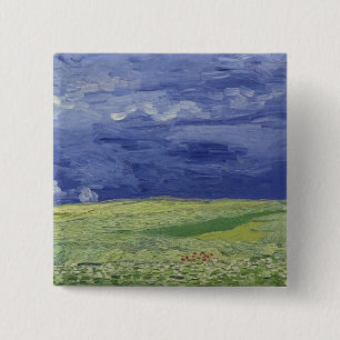 Bóton Quadrado 5.08cm Wheatfields de Vincent van Gogh sob o