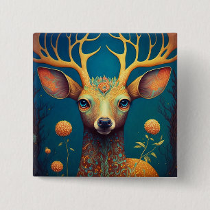 Bóton Quadrado 5.08cm Whimsical Deer Fantasy Art