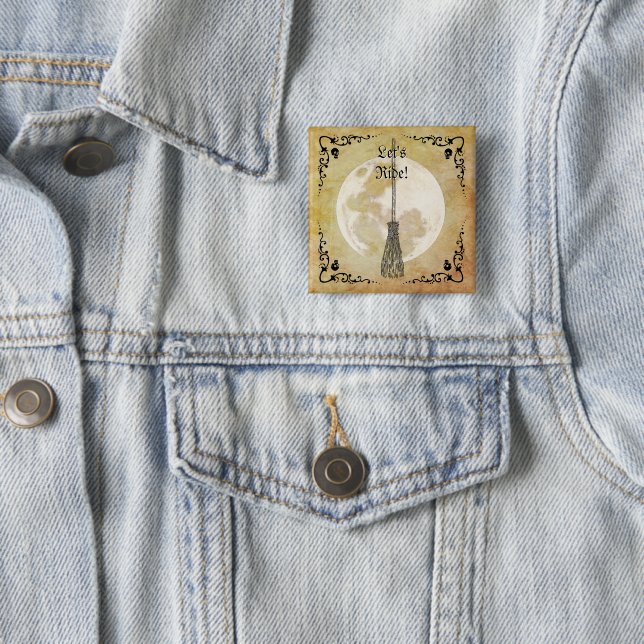 Bóton Quadrado 5.08cm Whimsical Witchy Full Moon (In Situ)