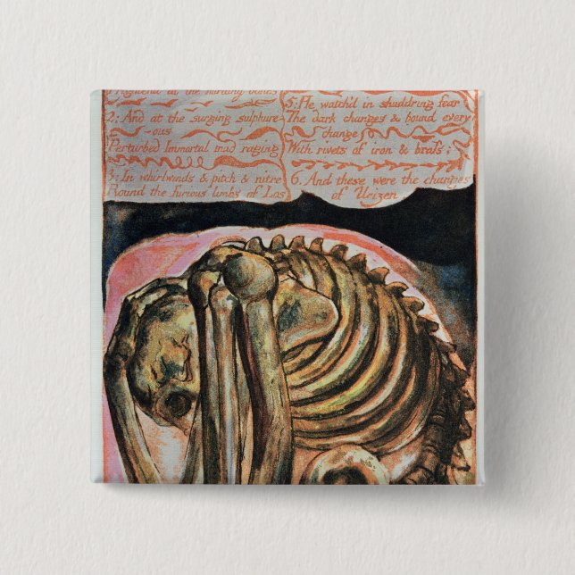 Bóton Quadrado 5.08cm William Blake | a criação de Urizen no material (Frente)