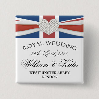 Bóton Quadrado 5.08cm William & Kate que Wedding o Pin comemorativo da