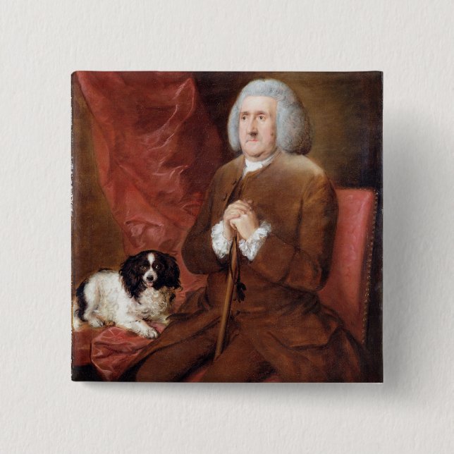 Bóton Quadrado 5.08cm William Lowndes (1652-1724), auditor de seu Majest (Frente)