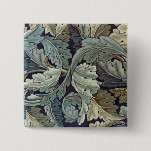 Bóton Quadrado 5.08cm William Morris Acanthus Wallpaper Folhas