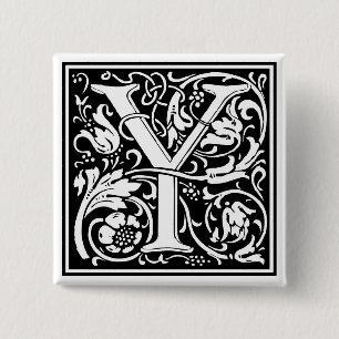 Bóton Quadrado 5.08cm William Morris Alphabet "Y"