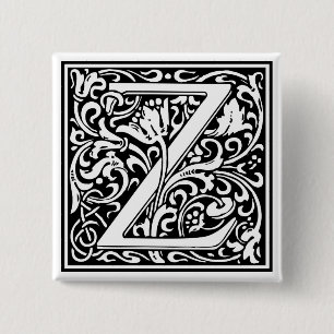 Bóton Quadrado 5.08cm William Morris Alphabet "Z"