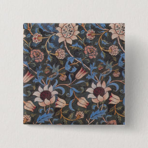 Bóton Quadrado 5.08cm William Morris Evenlode Textile Floral Art