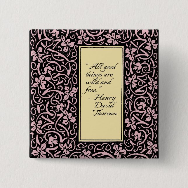 Bóton Quadrado 5.08cm William Morris Grapevine Vine Leaf Patterno (Frente)