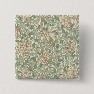 Bóton Quadrado 5.08cm William Morris Honeysuckle Green Floral