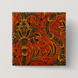 Bóton Quadrado 5.08cm William Morris India Red Floral