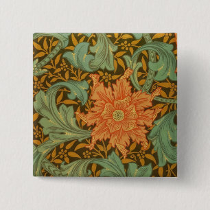Bóton Quadrado 5.08cm William Morris Solteiro Stem Pattern Art Nouveau