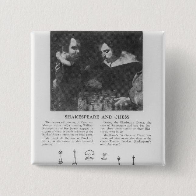 Bóton Quadrado 5.08cm William Shakespeare e Ben Jonson (Frente)