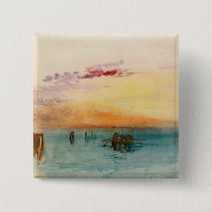Bóton Quadrado 5.08cm William Turner - A Lagoa perto de Veneza ao Pôr-do