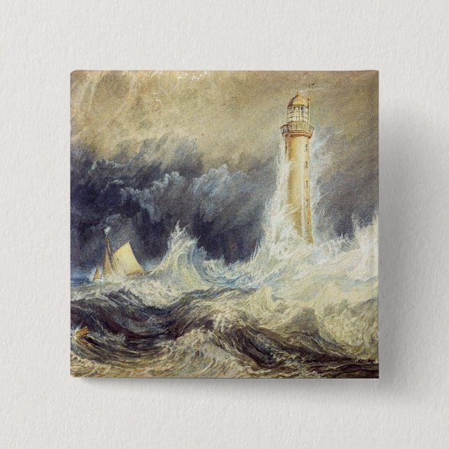 Bóton Quadrado 5.08cm William Turner - Farol de Bell Rock (Frente)