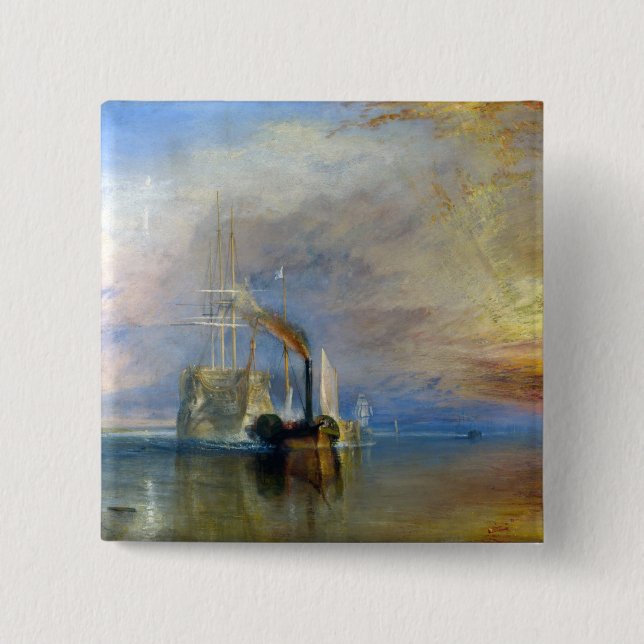 Bóton Quadrado 5.08cm William Turner - O Fighting Temeraire (Frente)