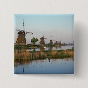 Bóton Quadrado 5.08cm Windmills, Kinderdijk, Países Baixos