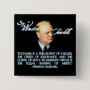 Bóton Quadrado 5.08cm Winston Churchill no socialismo