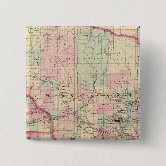 Bóton Quadrado 5.08cm Wisconsin 3 (Frente)