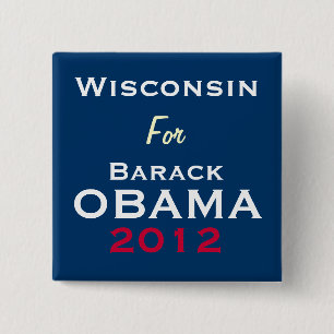 Bóton Quadrado 5.08cm WISCONSIN para o botão da campanha de OBAMA 2012