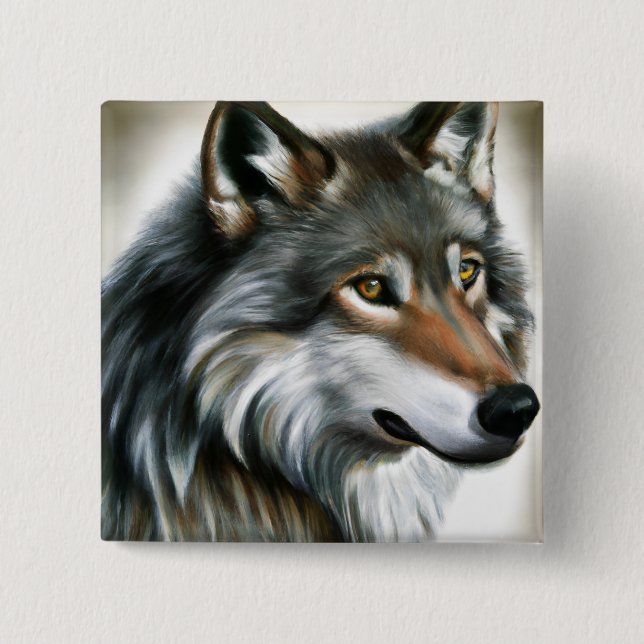 Bóton Quadrado 5.08cm Wolf Painting (Frente)