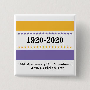 Bóton Quadrado 5.08cm Women's Right to Vote 19th Amendment Victory Flag