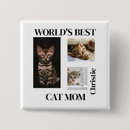 Bóton Quadrado 5.08cm World's Best Cat Mom Custom Name Gift
