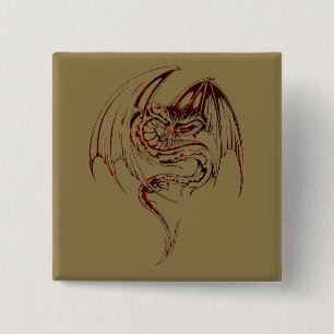 Bóton Quadrado 5.08cm Wyvern Dragon São Criaturas Míticas Fantásticas