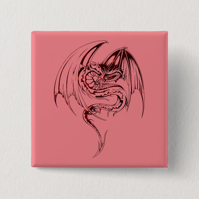 Bóton Quadrado 5.08cm Wyvern Dragon São Criaturas Míticas Fantásticas (Frente)