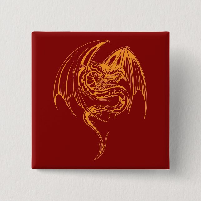 Bóton Quadrado 5.08cm Wyvern Dragon São Criaturas Míticas Fantásticas Pi (Frente)