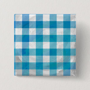 Bóton Quadrado 5.08cm Xadrez Checkered azul e branca do búfalo