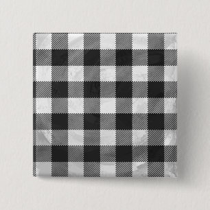 Bóton Quadrado 5.08cm Xadrez Checkered preto e branco