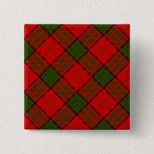 Bóton Quadrado 5.08cm Xadrez verde-vermelha Maxwell tartan