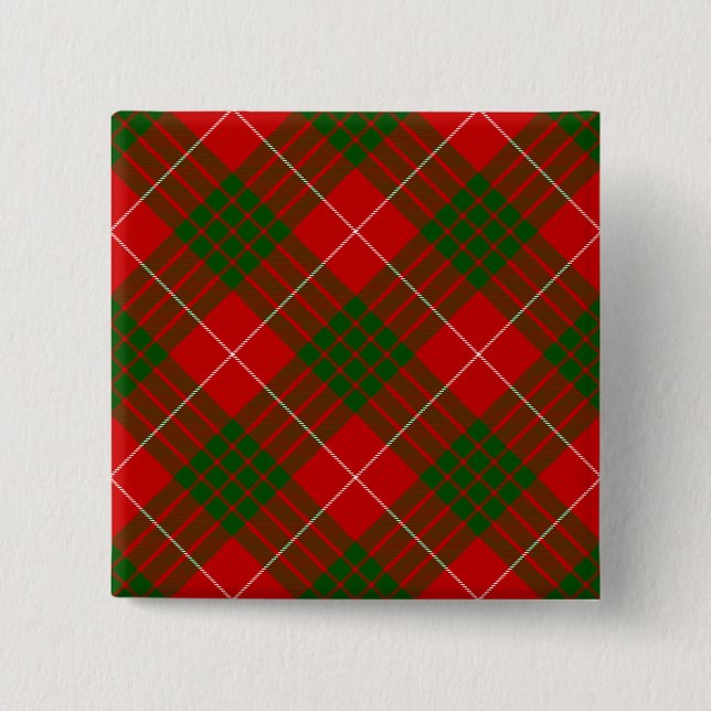 Bóton Quadrado 5.08cm Xadrez vermelha tartan tartan (Frente)