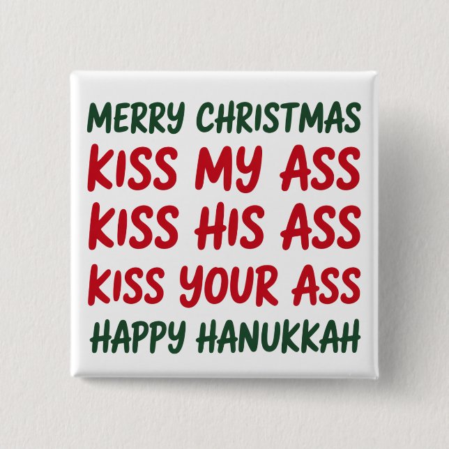 Bóton Quadrado 5.08cm Xmas Funny Merry Christmas Sarcastic Rude (Frente)