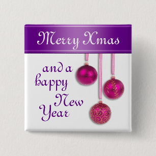Bóton Quadrado 5.08cm Xmas Tree Baubles rosa + suas ideias