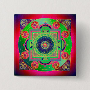 Bóton Quadrado 5.08cm YANTRA - roda do excelente - rosa verde