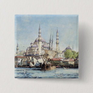 Bóton Quadrado 5.08cm Yeni Jami e St. Sophia do chifre dourado, pla