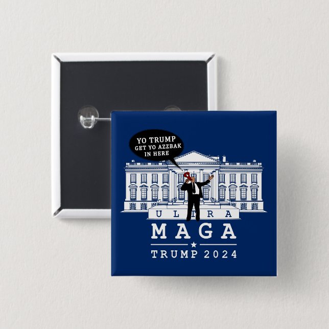 BÓTON QUADRADO 5.08CM YO TRUMP 2024 WHITEHOUSE (Frente & Verso)