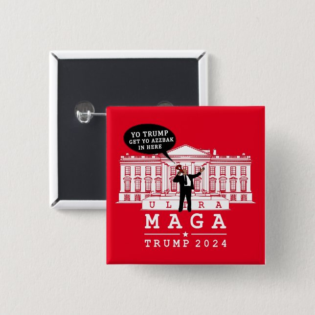 BÓTON QUADRADO 5.08CM  YO TRUMP 2024 WHITEHOUSE (Frente & Verso)