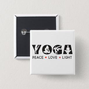 Bóton Quadrado 5.08cm Yoga - Luz do Amor pela Paz